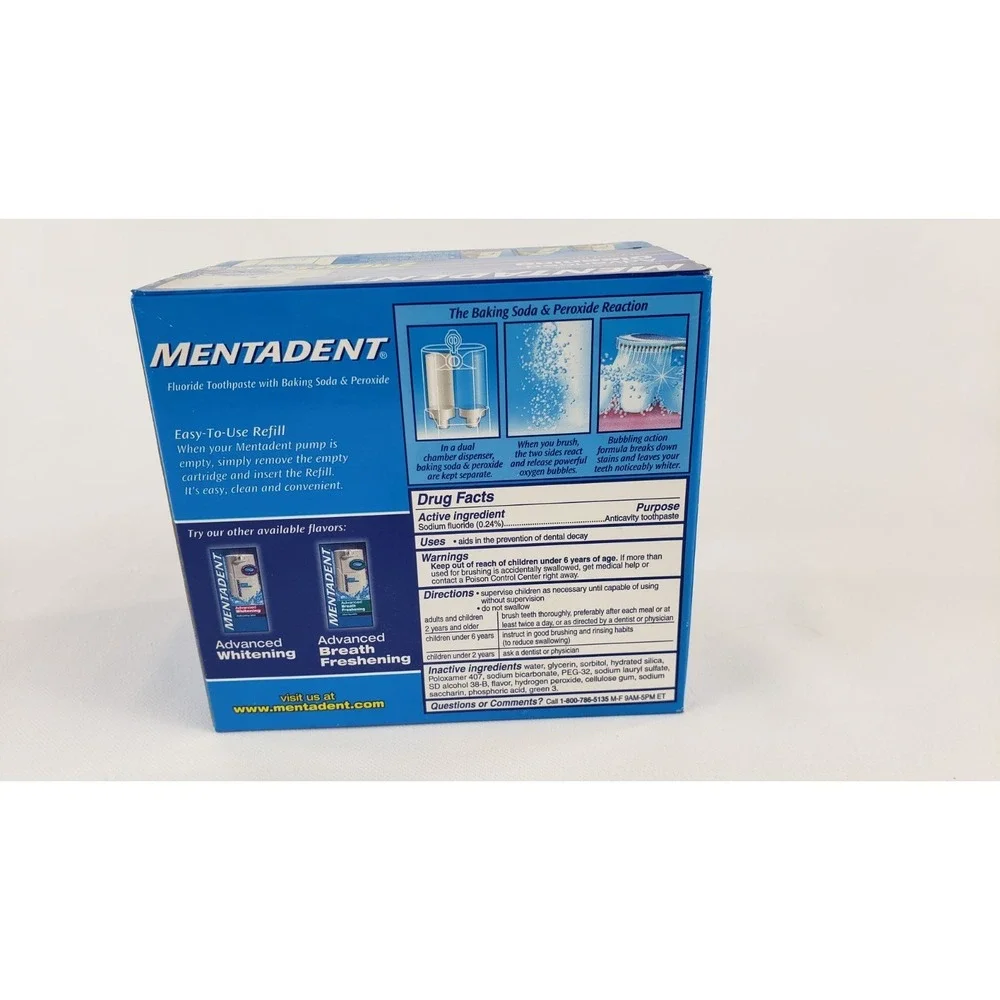Sealed Mentadent Fluoride Toothpaste Advanced Cleaning Crystal Ice Refill Sealed